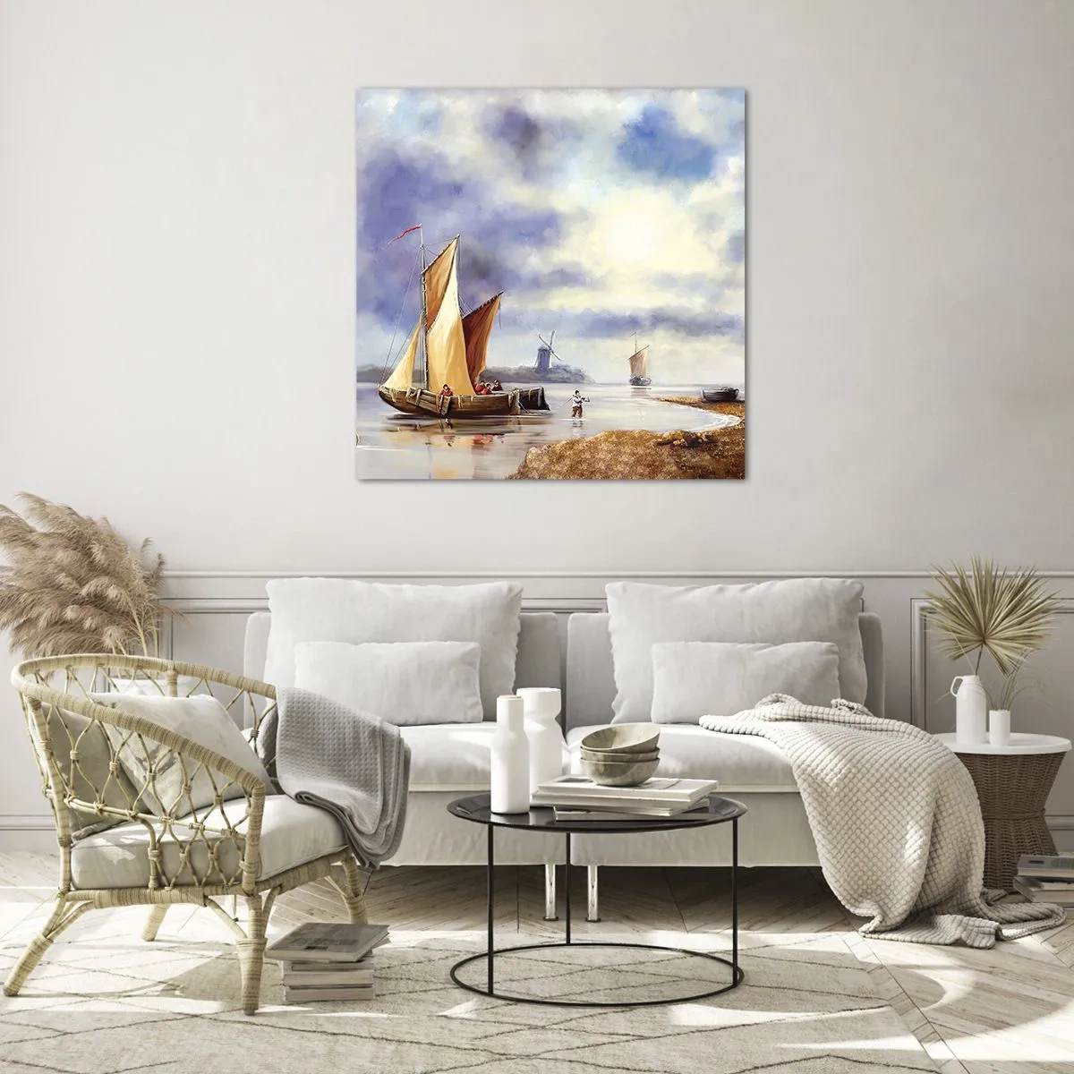 Tablou pe sticlă - Întoarcerea marinarilor - 70x70 cm