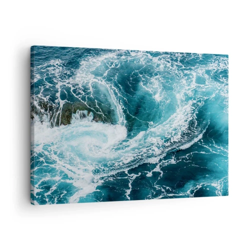 Tablou pe pânză Canvas - Vârtej dinamic al oceanului - 70x50cm - Poarta spre interiorul Pământului - Decorațiune modernă pentru perete pentru living și dormitor ARTTOR