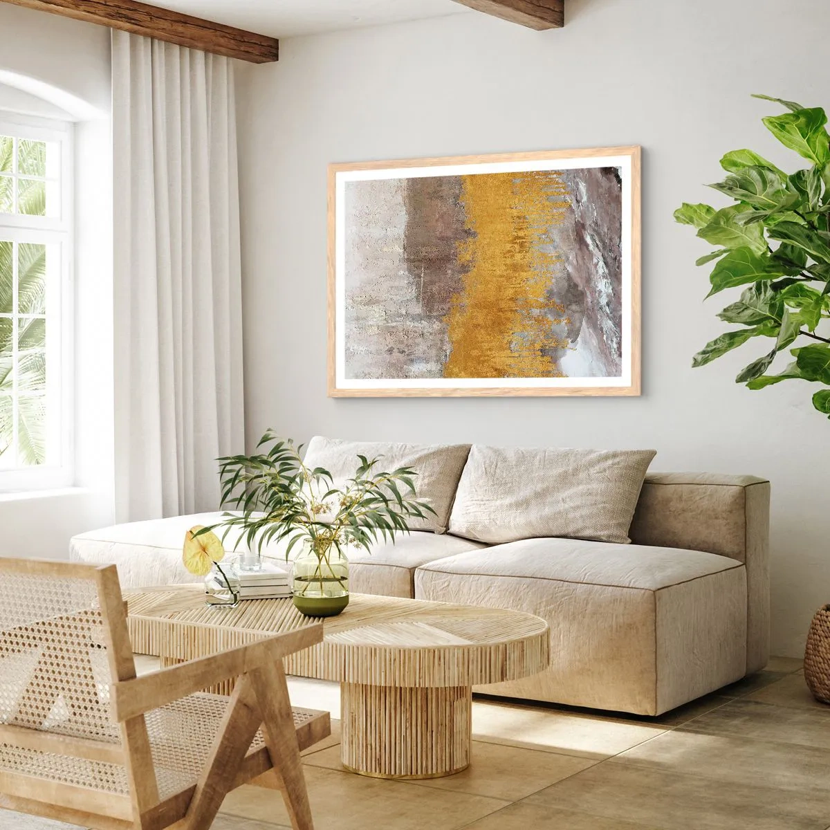 Poster în ramă de stejar deschis - O suflare de aur - 91x61 cm