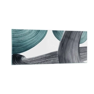 Tablou pe sticlă - Trasee de smarald și negru - 100x40 cm