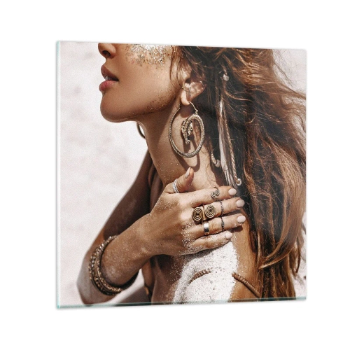 Tablou pe sticlă - Regina plajei sălbatice - 50x50 cm