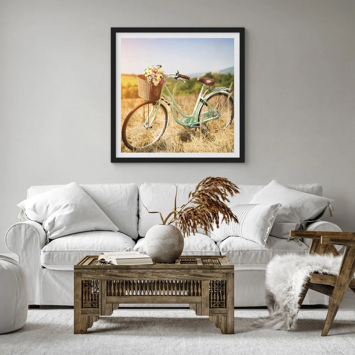 Poster în ramă neagră - Mă odihnesc aici un pic - 50x50 cm