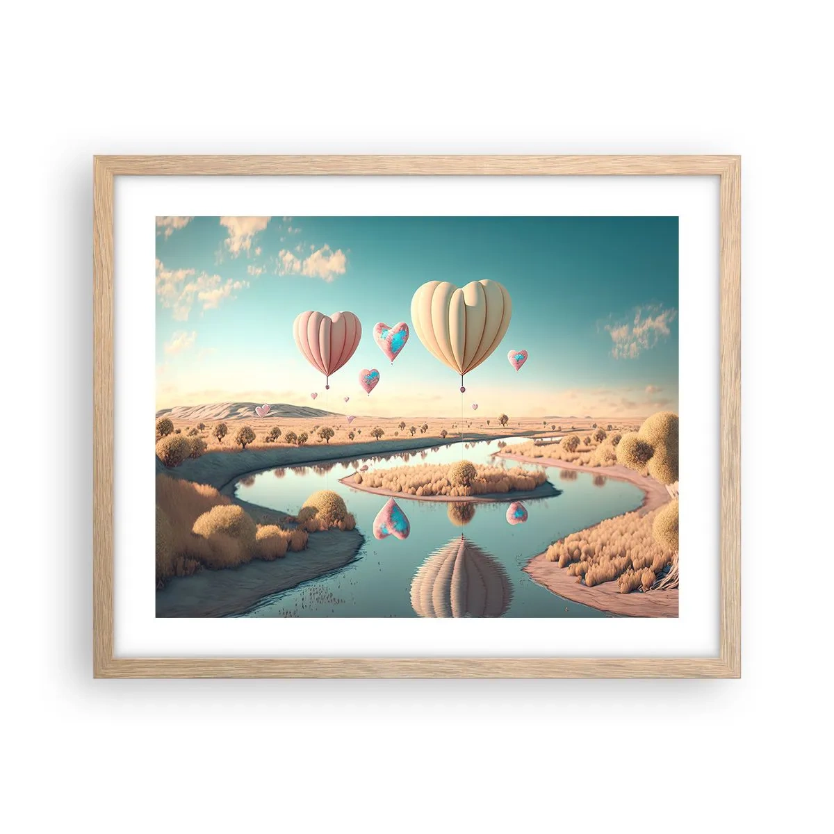 Poster în ramă de stejar deschis - Iubirea ne înalță - 50x40 cm