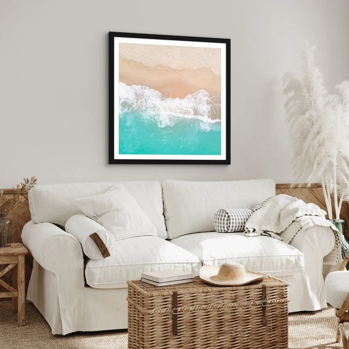 Poster în ramă neagră - Atingere mângâietoare - 60x60 cm