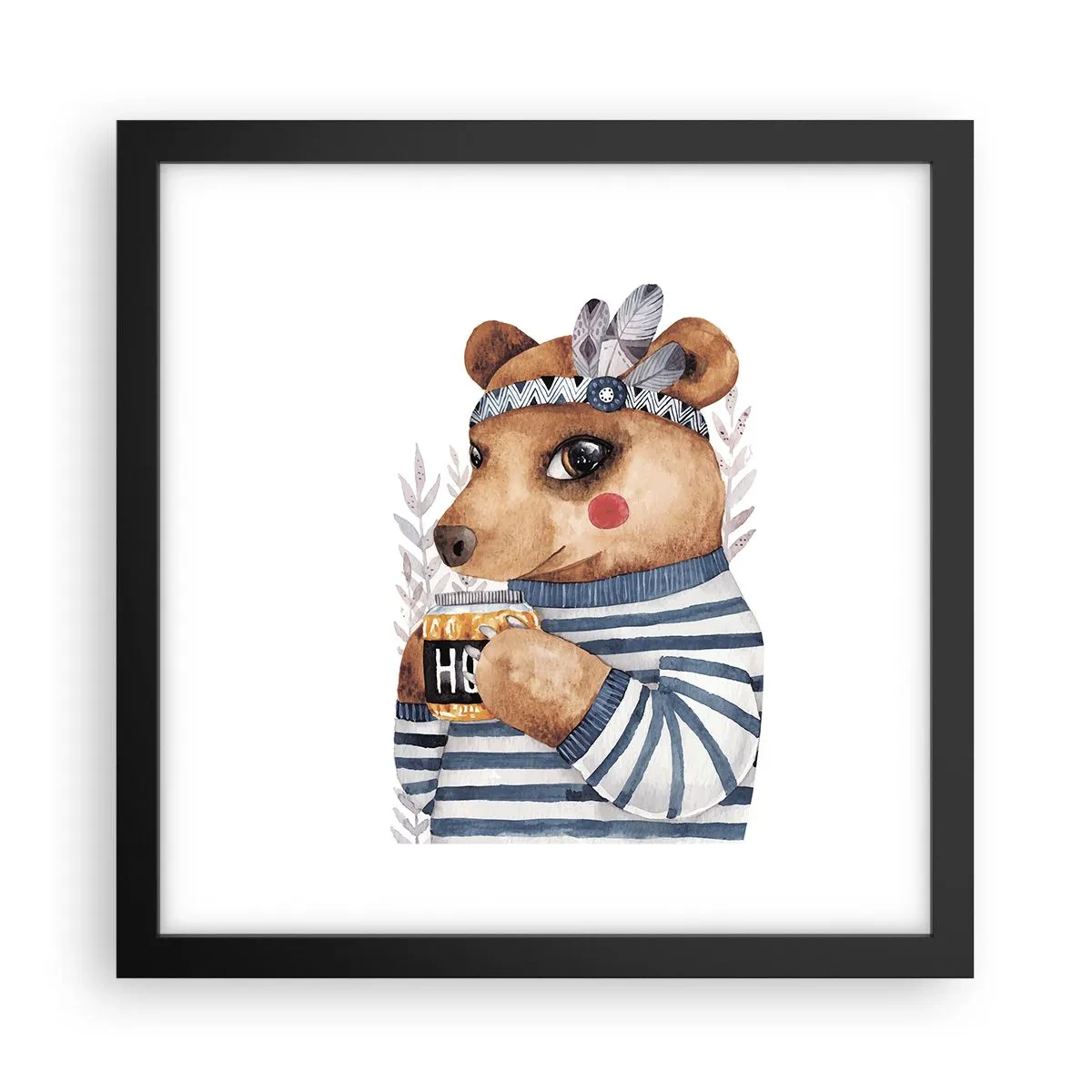 Poster în ramă neagră - Ursoaică dulce - 30x30 cm
