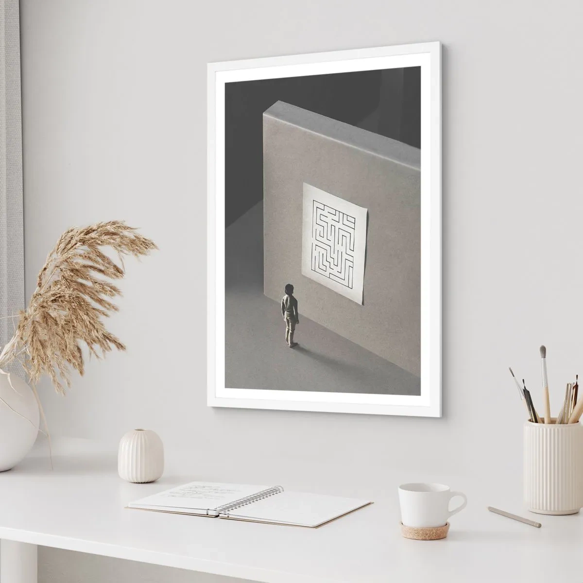 Poster în ramă albă - Dar unde sunt? - 40x50 cm