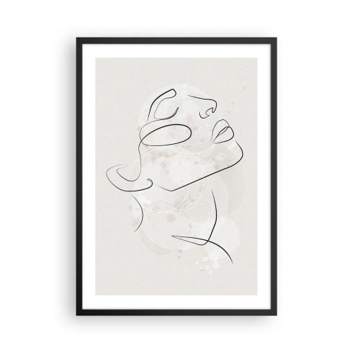 Poster în ramă neagră - Portret facial minimalist într-un stil liniar - 50x70cm - Schiță de vis - Decorațiune modernă pentru perete pentru living și dormitor ARTTOR