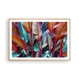 Poster în ramă de stejar deschis - Tufiș colorat - 91x61 cm