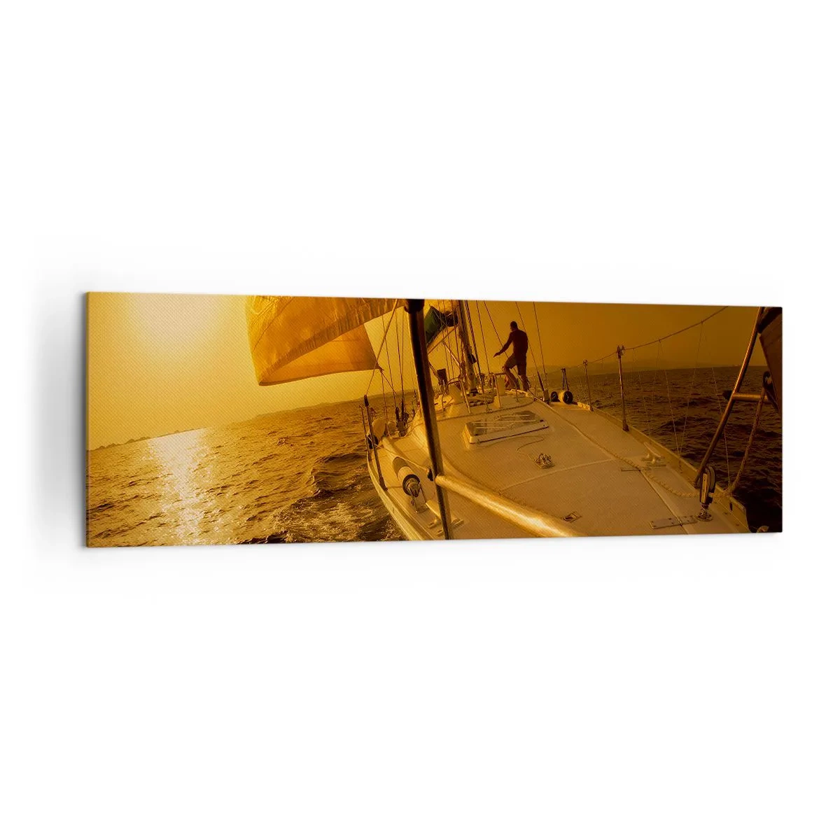 Tablou pe pânză - O seară aurie după o zi multicoloră - 160x50 cm