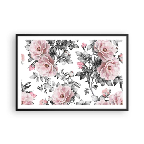 Poster în ramă neagră - Pierde-te în florile de trandafir - 91x61 cm