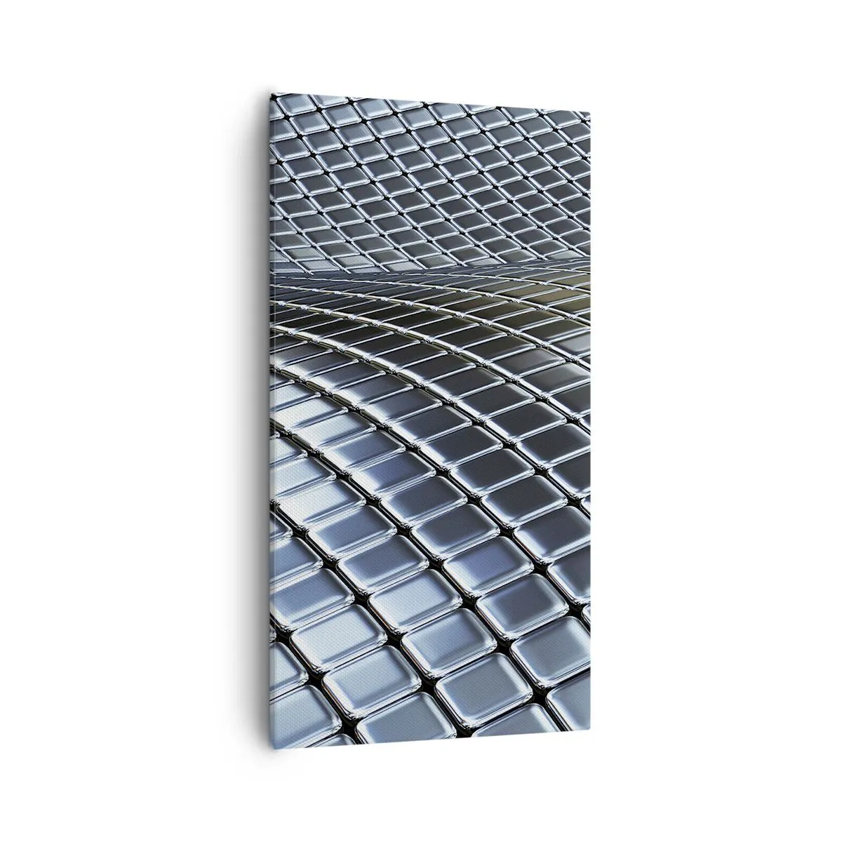 Tablou pe pânză - Val metalic argintiu - 55x100 cm