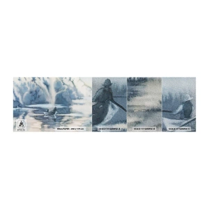 Mostră tapet Premium Sand - Pescarii în paradisul lor - Abstracția, Lac, Pescuit - 100x30 cm