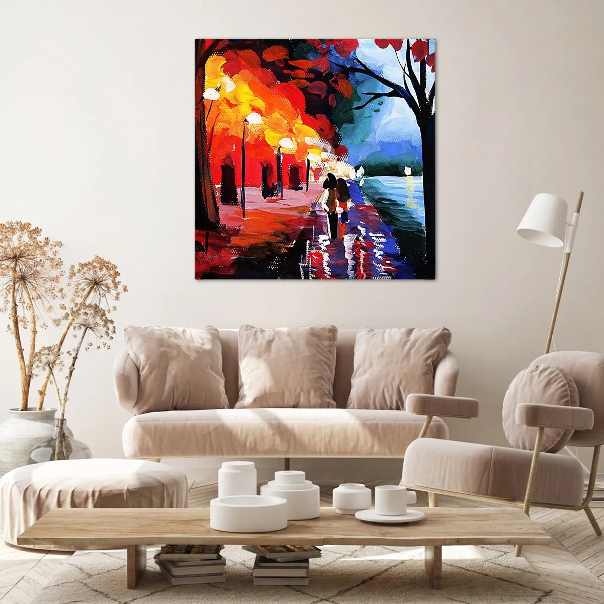 Tablou pe pânză - Toamnă înflăcărată în parc - 70x70 cm