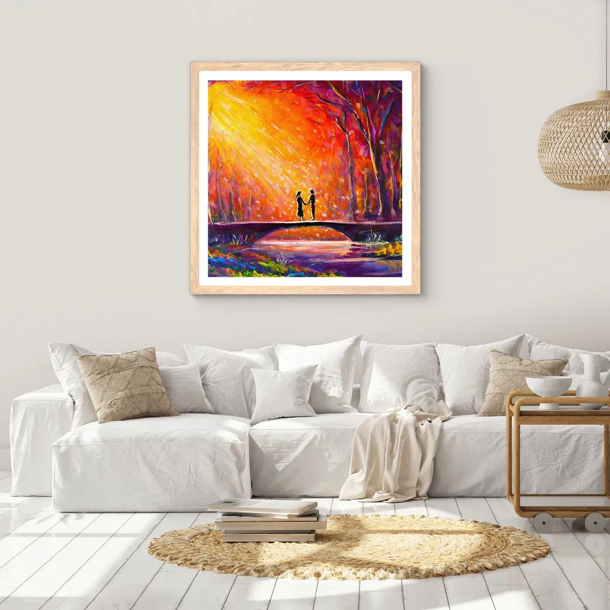 Poster în ramă de stejar deschis - Și cerul îi iubește - 40x40 cm