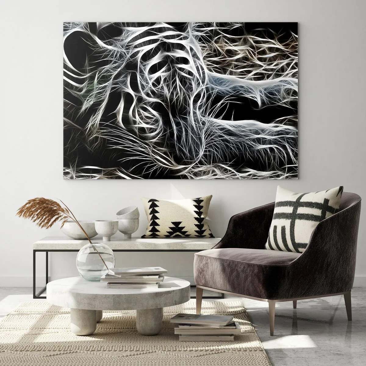 Tablou pe sticlă - Un studiu al lejerității felinelor - 120x80 cm