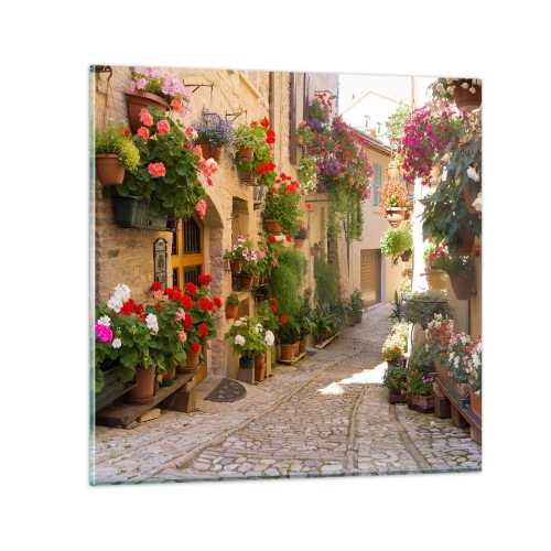 Tablou pe sticlă - Într-un potop de flori - 30x30 cm