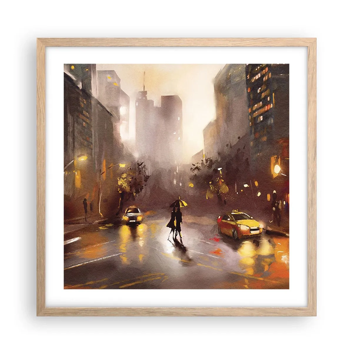 Poster în ramă de stejar deschis - În luminile New York-ului - 50x50 cm