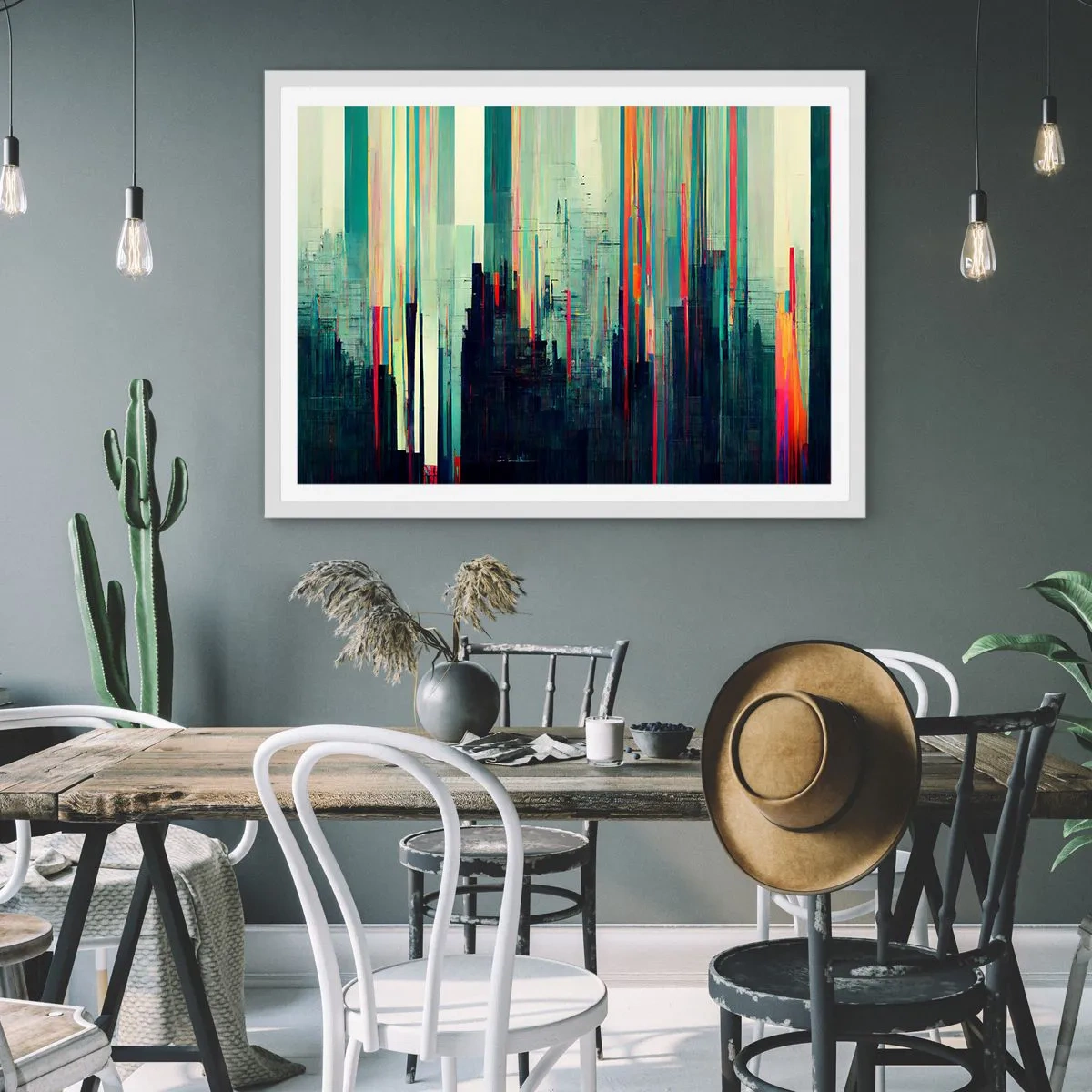 Poster în ramă albă - Oraș futurist - 100x70 cm