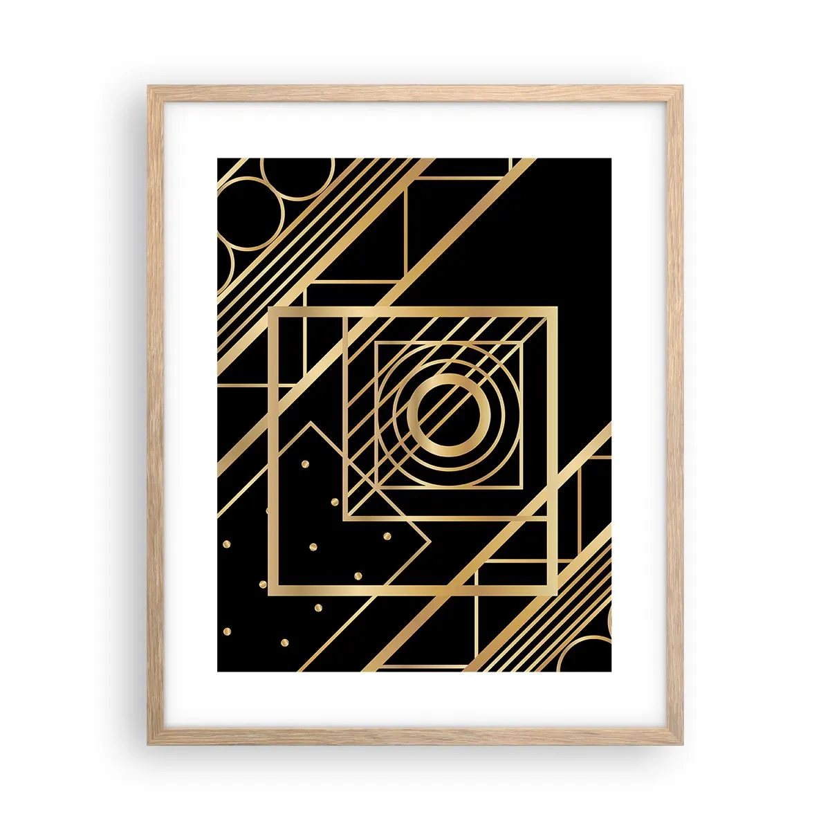 Poster în ramă de stejar deschis - Geometrie de aur - 40x50 cm