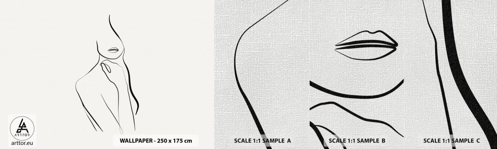 Mostră tapet Premium Canvas - Val de melancolie - Abstracția, Corpul Femeii, Grafică - 100x30 cm