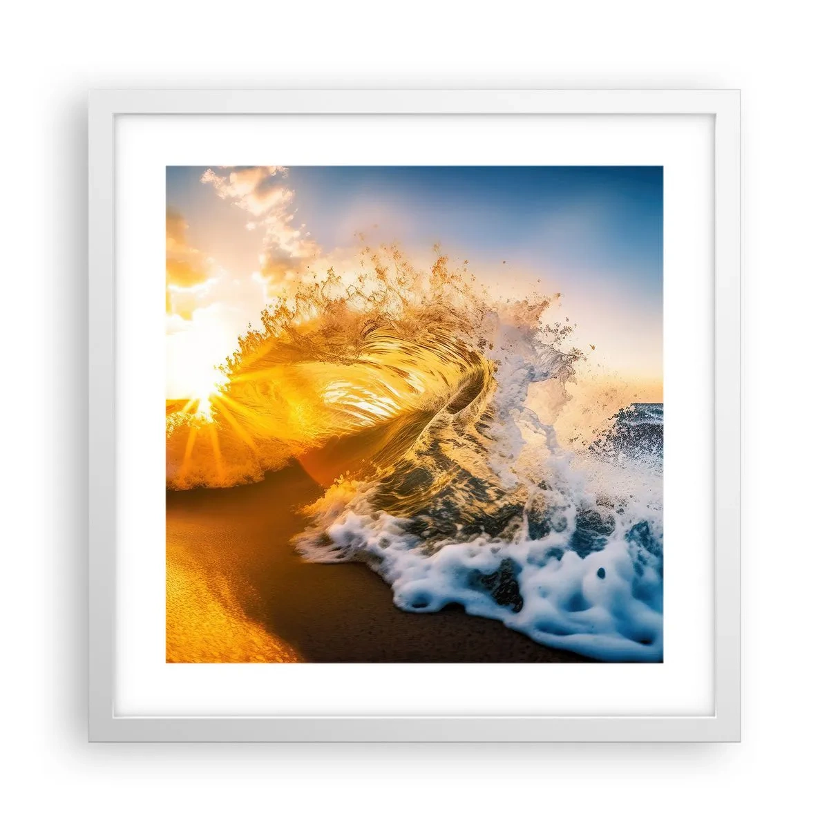 Poster în ramă albă - Joc în nisip - 40x40 cm