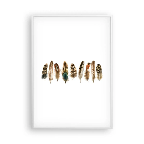 Poster în ramă albă - Variație cu pene - 70x100 cm