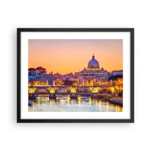 Poster în ramă neagră - Amurg deasupra Orașului Etern - 50x40 cm