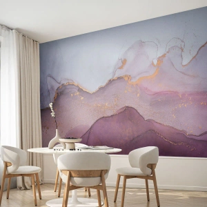 Tapet Premium Sand - Valuri de liliac și violet - Abstracția, Bucată, Artă Modernă. - 450x315 cm