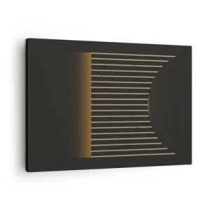 Tablou pe pânză Canvas - Model geometric cu dungi pe un fundal închis - 70x50cm - Explorați întunericul - Decorațiune modernă pentru perete pentru living și dormitor ARTTOR