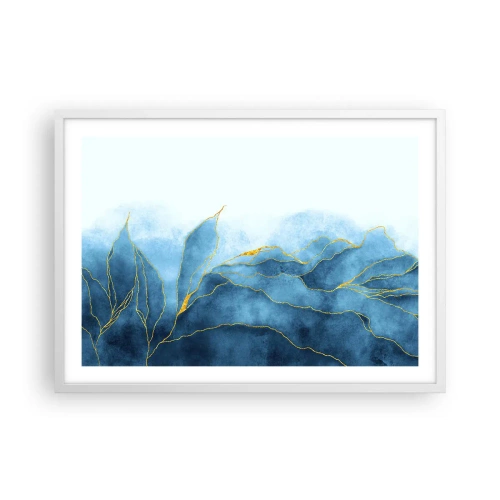 Poster în ramă albă - Albastru în aur - 70x50 cm
