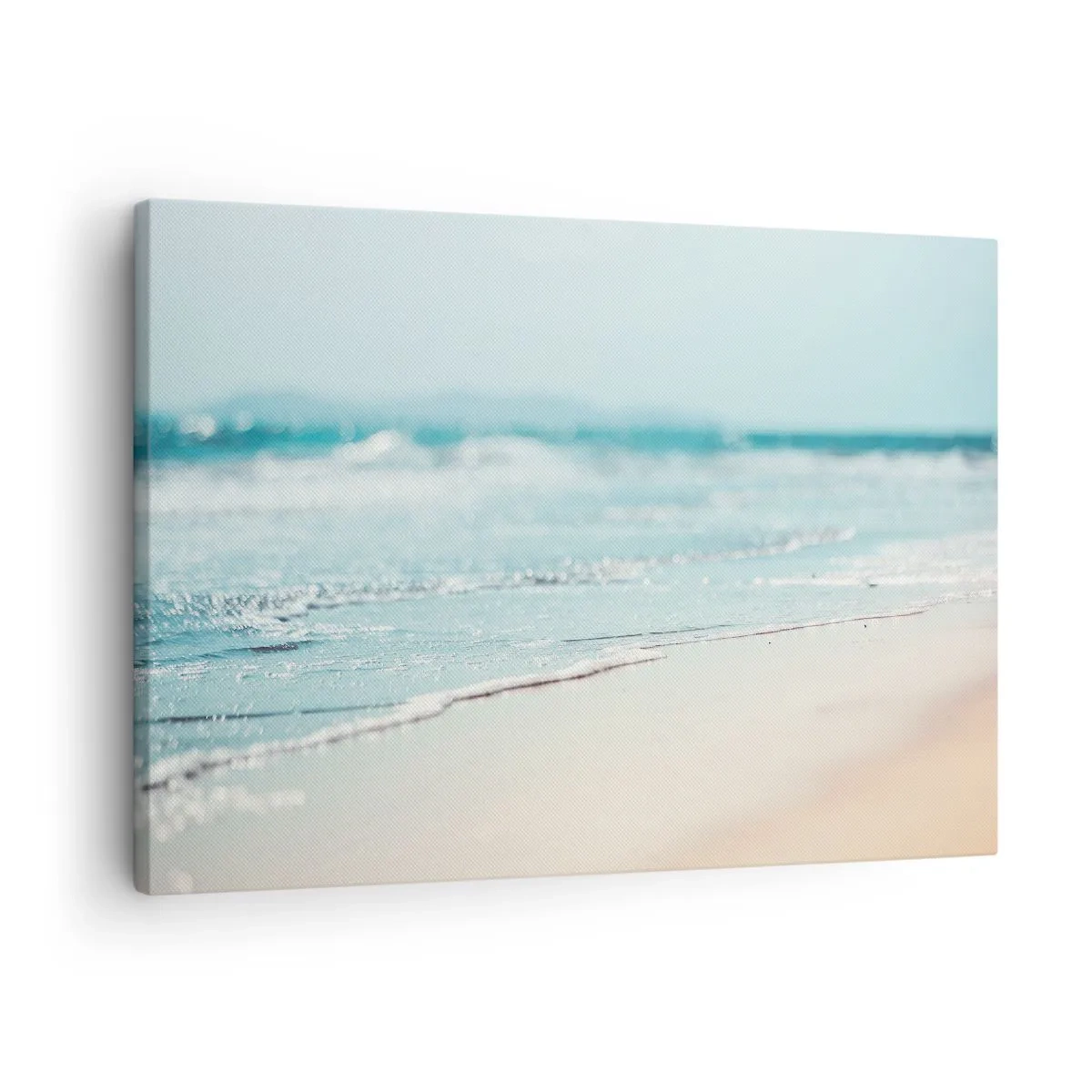 Tablou pe pânză Canvas - Valuri line ale oceanului pe o plajă nisipoasă - 70x50cm - Căldură și zgomotul valurilor - Decorațiune modernă pentru perete pentru living și dormitor ARTTOR