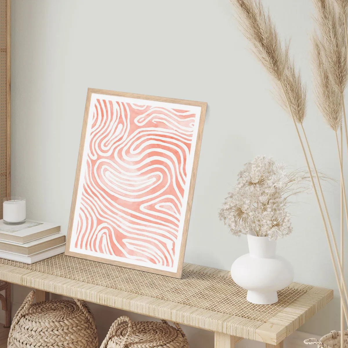 Poster în ramă de stejar deschis - Într-un labirint de coral - 70x100 cm