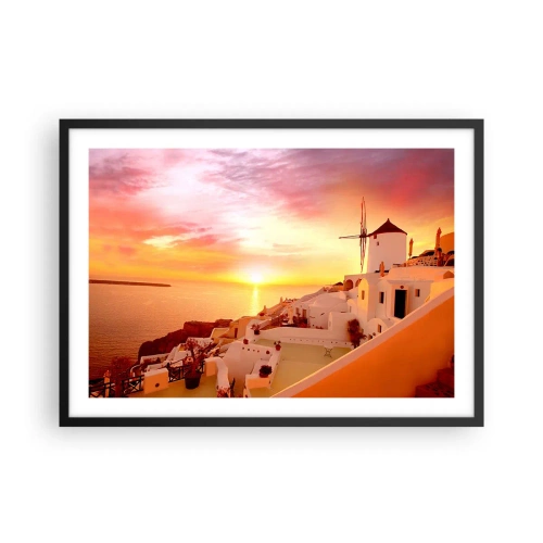 Poster în ramă neagră - Dizolvându-se în alb și auriu - 70x50 cm