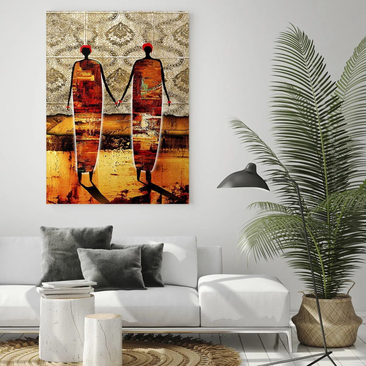 Tablou pe sticlă - Compoziție etnică în culorile Africii - 50x70 cm