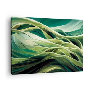 Tablou pe pânză Canvas - Linii dinamice în nuanțe de verde - 70x50cm - Un joc abstract de verde - Decorațiune modernă pentru perete pentru living și dormitor ARTTOR