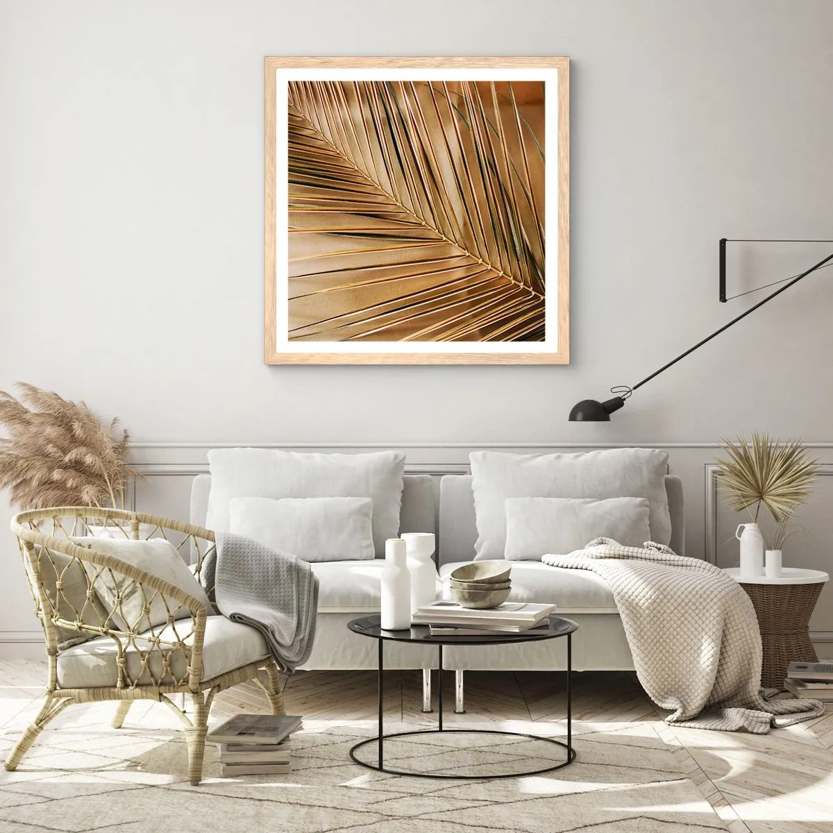 Poster în ramă de stejar deschis - Colonadă naturală - 40x40 cm