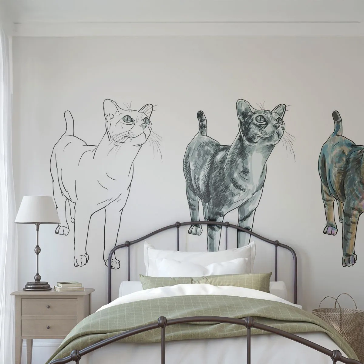 Tapet Autoadeziv Deluxe Sticker - Lecție de desen - Animale, Pisică, Pentru copii - 250x175 cm
