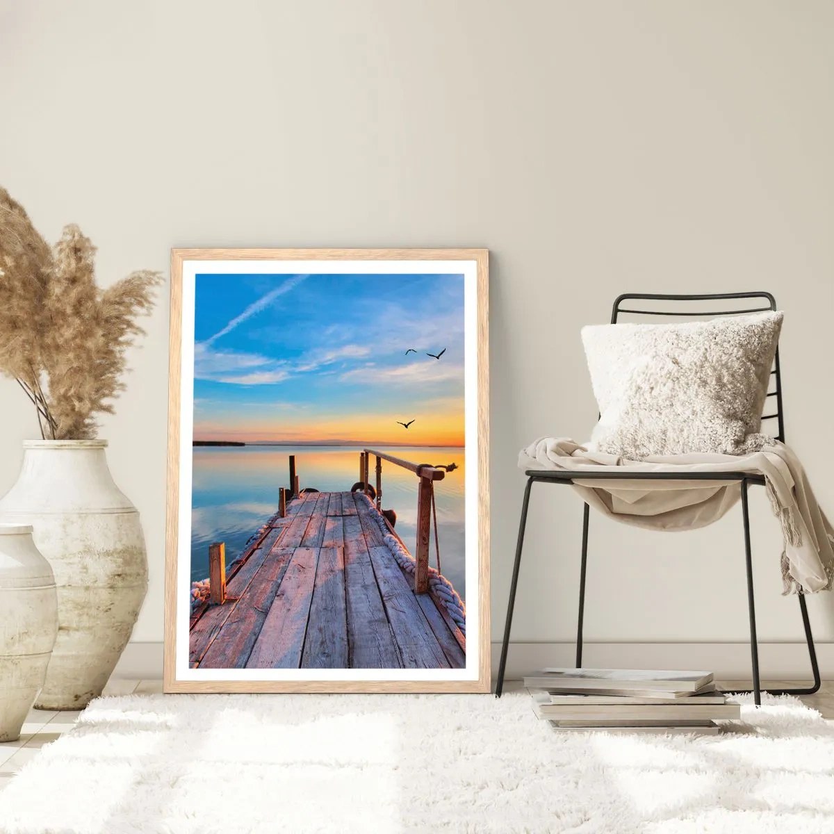 Poster în ramă de stejar deschis - Mergând înainte spre soare - 50x70 cm