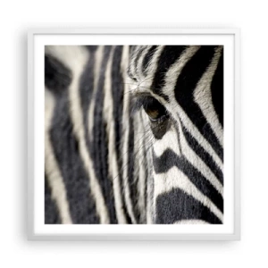 Poster în ramă albă - Portret cu dungi - 60x60 cm