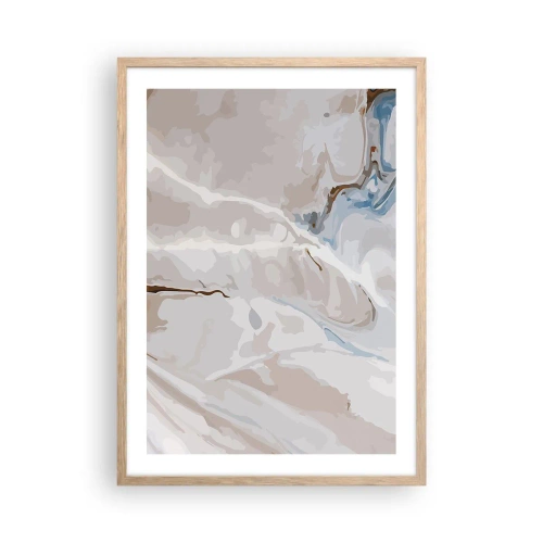 Poster în ramă de stejar deschis - Meandre albastre sub alb - 50x70 cm