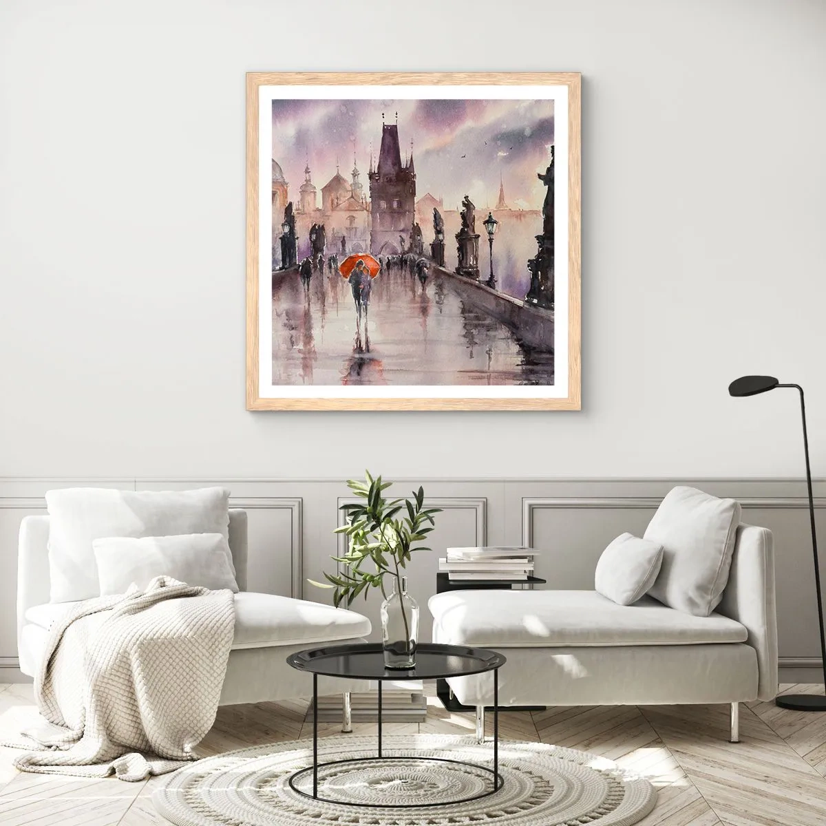 Poster în ramă de stejar deschis - Oamenii nu se schimbă - 40x40 cm