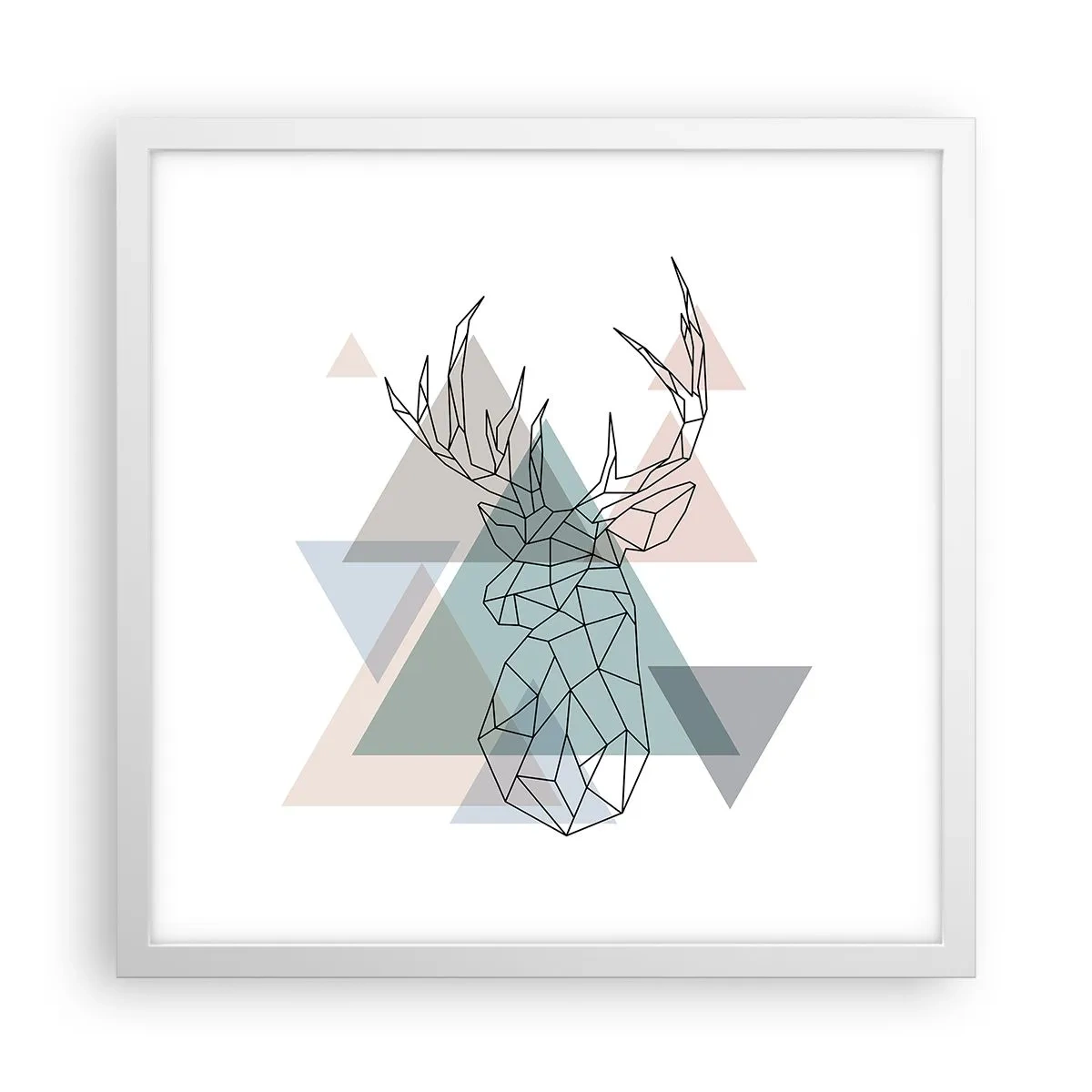 Poster în ramă albă - Într-o pădure geometrică - 40x40 cm