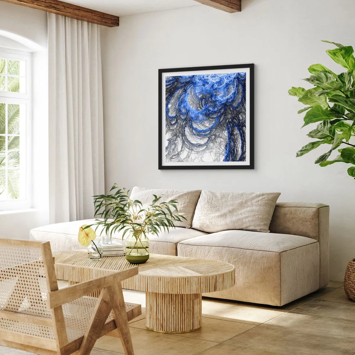 Poster în ramă neagră - Nașterea unui val - 60x60 cm