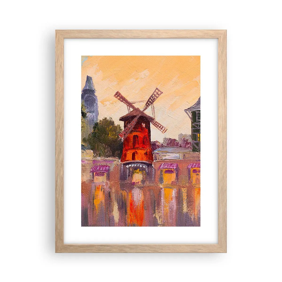 Poster în ramă de stejar deschis - Icoane pariziene - Moulin Rouge - 30x40 cm