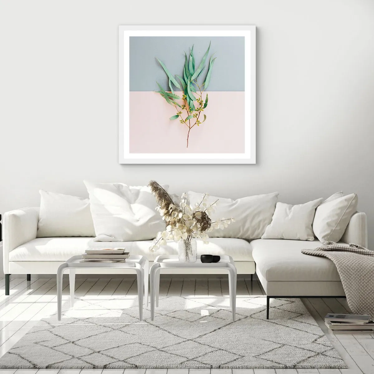 Poster în ramă albă - Subtilitate pastelată - 60x60 cm