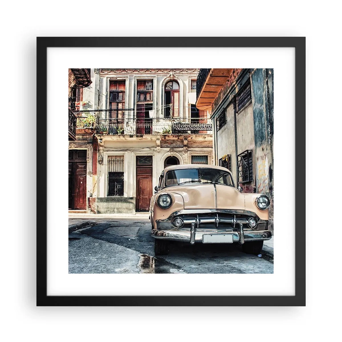 Poster în ramă neagră - O siestă în Havana - 40x40 cm