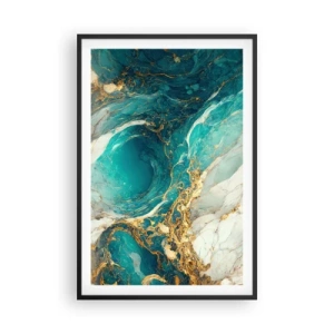 Poster în ramă neagră - Compoziție cu vene aurii - 61x91 cm
