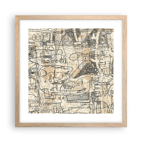 Poster în ramă de stejar deschis - Așteaptă să fie descifrat - 40x40 cm