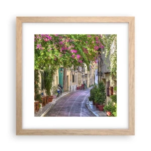 Poster în ramă de stejar deschis - Alee înfloritoare - 30x30 cm