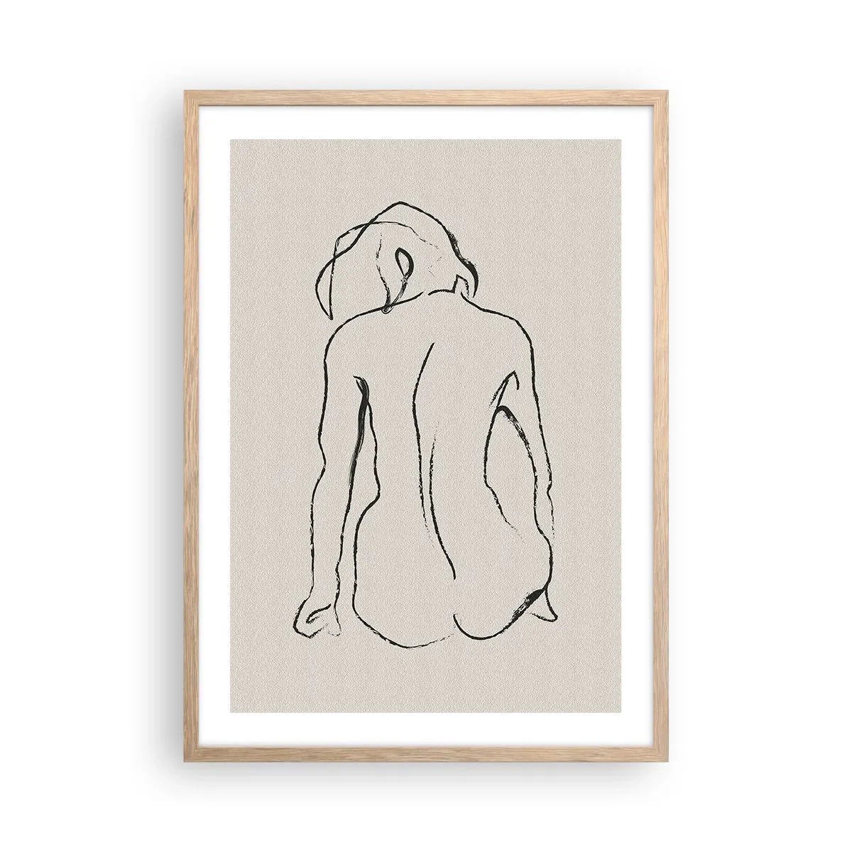 Poster în ramă de stejar deschis - Nud de fată - 50x70 cm